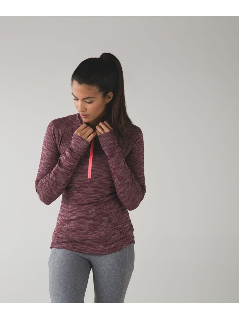 Lululemon Kanto Catch Me 1/2 Zip Heathered Bordeaux Drama Size 4 Athleisure